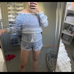 Cute blue and white over the shoulder romper